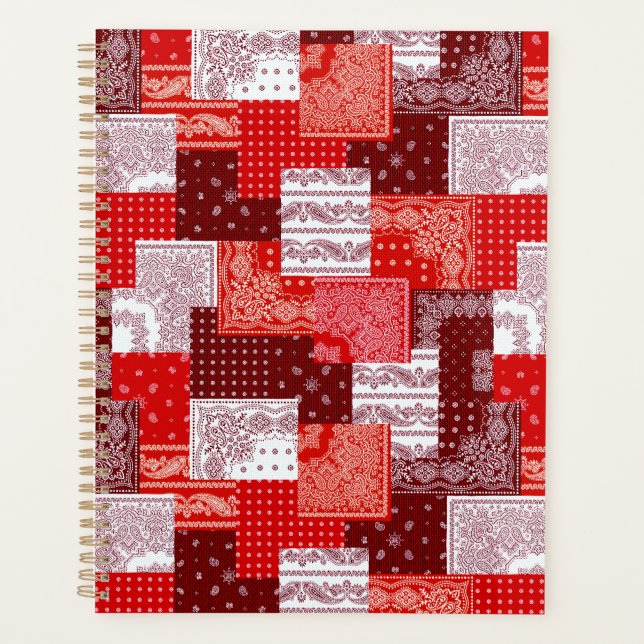 Motif de couture patchwork paisley bandana rouge (Devant)