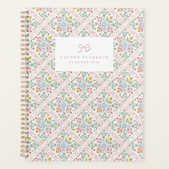 Motif de couverture de planner floral folk pastel (Devant)