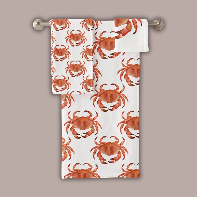 Motif de crabe côtier (Brown crab coastal chic crustacean bathroom towel set)