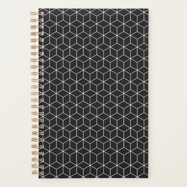Motif de cube géométrique noir et blanc (Devant)