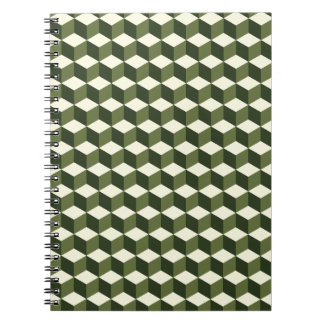 Motif de cube isométrique vert | carnet en spirale