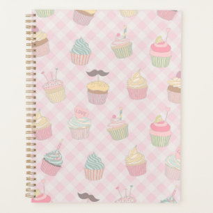 Motif de cupcakes mignons à carreaux rose pastel