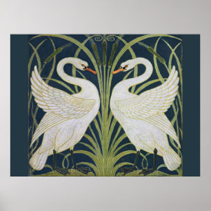Motif de cygnes Art Nouveau : Impression de cygne