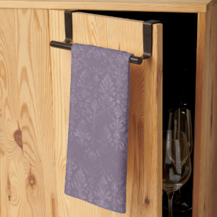 Motif de Damas Floral pourpre foncé - Serviette de