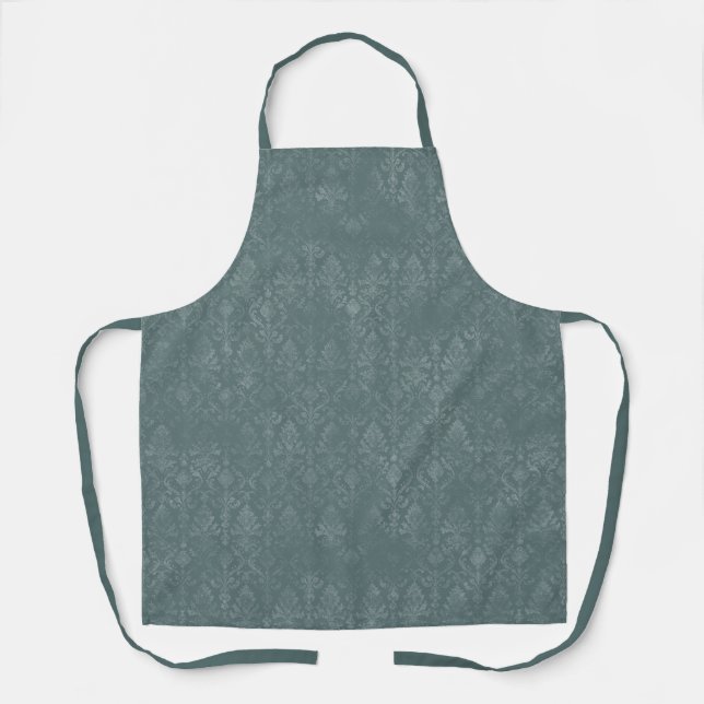 Motif de Damas florales vert foncé - Tablier (Recto)