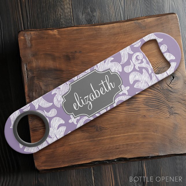 Motif de Damas Vintage violet et gris (Custom Bar Key)