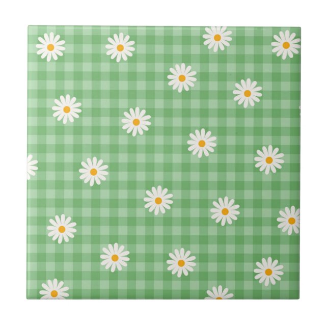 Motif de  de Fleur En vichy à carreaux verts (Devant)