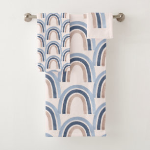 Motif de design Boho bleu et arc-en-ciel