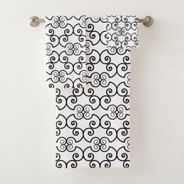 Motif de design en spirale noire sur fond blanc (En situation)