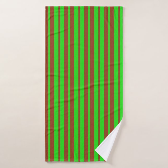 Motif de design rayé élégant vert marron (Serviette de bain)