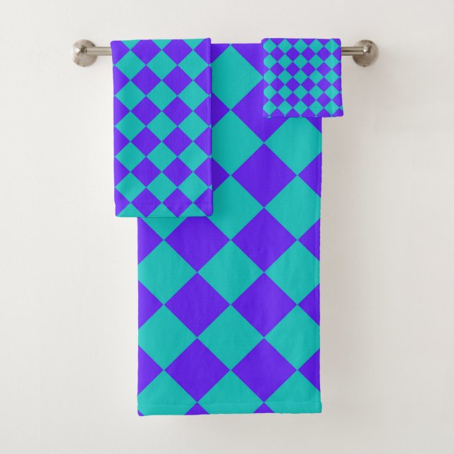Motif de diamant de Checker Turquoise violet (En situation)