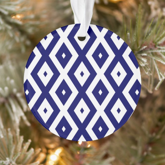 Motif de diamants bleu et blanc de la marine (Arbre)