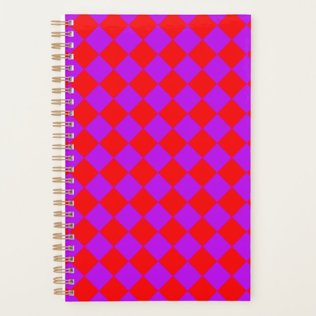 Motif de diamants de Checker rouge violet (Devant)