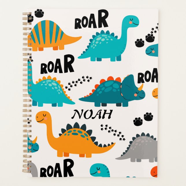Motif de dinosaure mignon Monogramme personnalisé  (Devant)