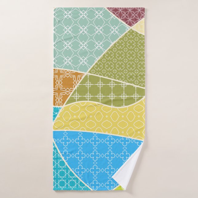 Motif de doodle coloré Abstrait en mosaïque (Serviette de bain)
