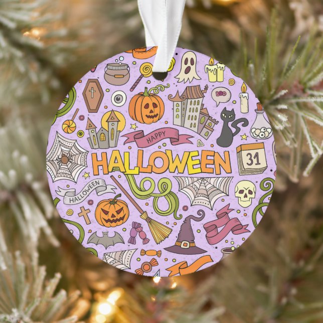 Motif de doodle Halloween mignon (Arbre)