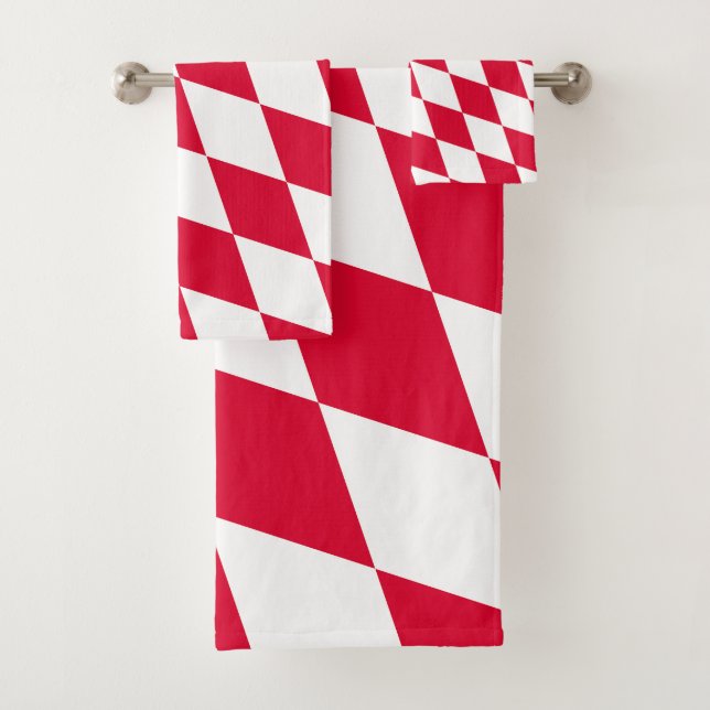 Motif de drapeau diamant Bavière rouge et blanc (En situation)