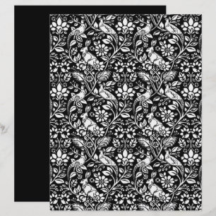 Motif de faisan et de lièvre, noir et blanc