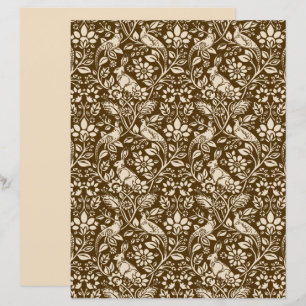 Motif de faisan et lièvre, Brown et beige