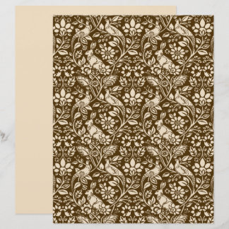 Motif de faisan et lièvre, Brown et beige