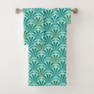 Motif de fan d'art déco, turquoise sur l'aqua