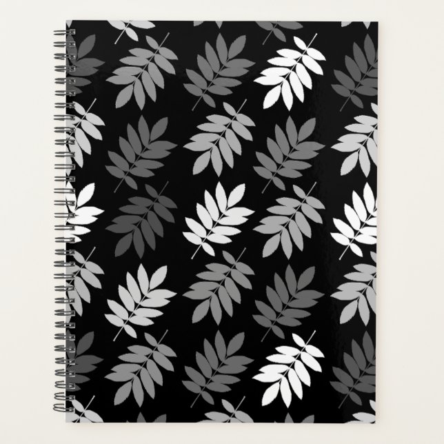 Motif de feuille aînée noir blanc gris (Devant)