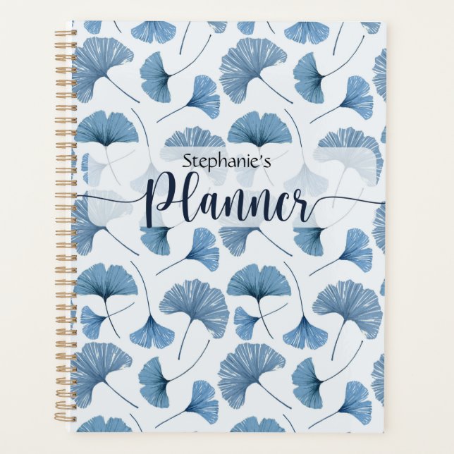 Motif de feuille de Gingko bleu et blanc (Devant)