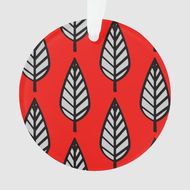 Motif de feuille de hêtre - Rouge, noir et gris /  (devant)