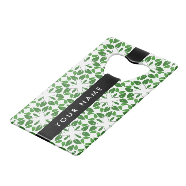 Motif de feuille, Feuilles vertes, Votre nom (Devant Angle)
