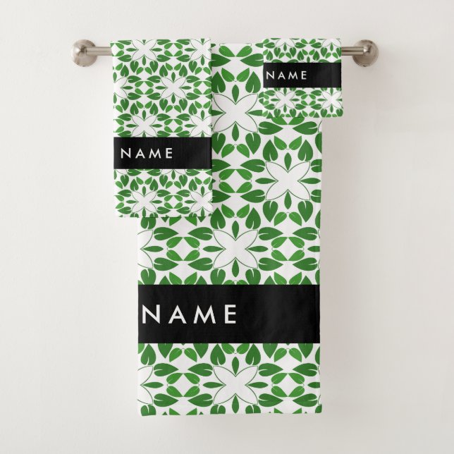 Motif de feuille, feuilles vertes, votre nom (En situation)