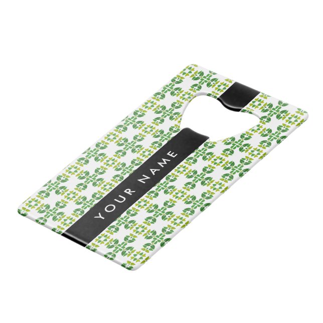 Motif de feuille, feuilles vertes, votre nom (Devant Angle)