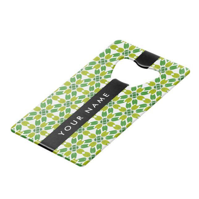 Motif de feuille, Feuilles vertes, Votre nom (Devant Angle)