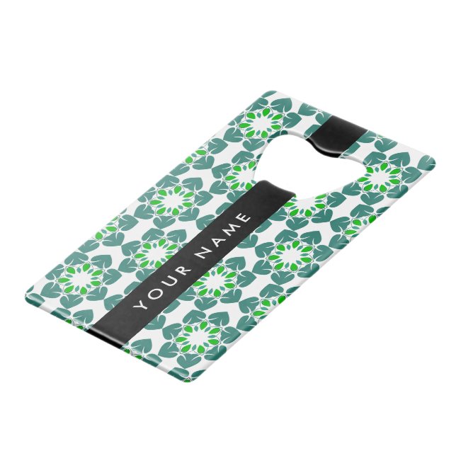 Motif de feuille, feuilles vertes, votre nom (Devant Angle)