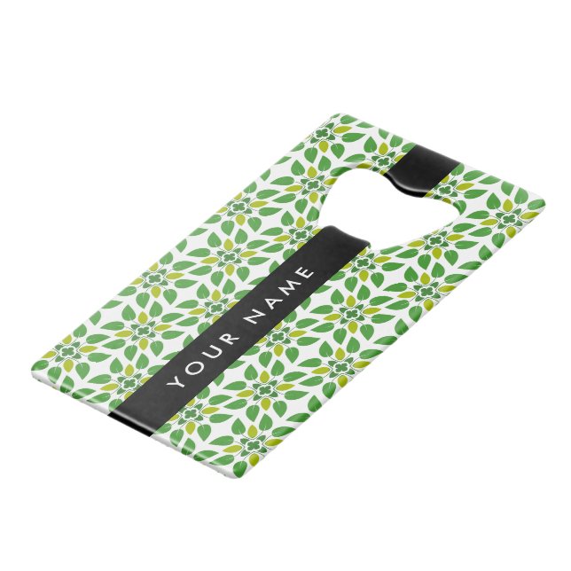 Motif de feuille, feuilles vertes, votre nom (Devant Angle)