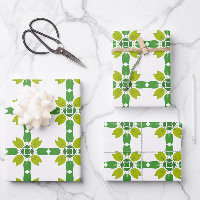 Motif de feuille, motif de feuilles, feuilles vert (Recto)