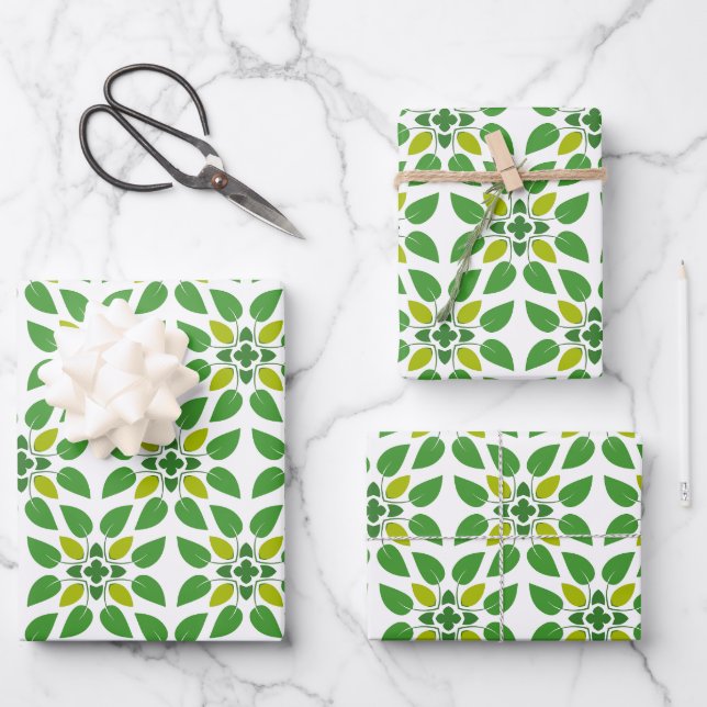 Motif de feuille, motif de feuilles, feuilles vert (Recto)
