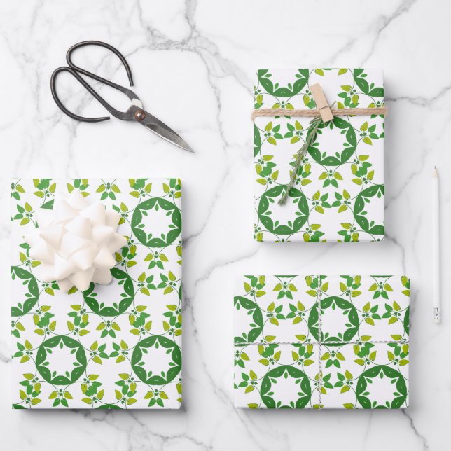 Motif de feuille, motif de feuilles, feuilles vert (Recto)