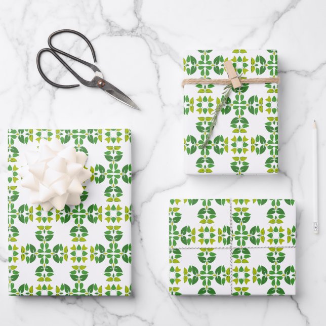 Motif de feuille, motif de feuilles, feuilles vert (Recto)