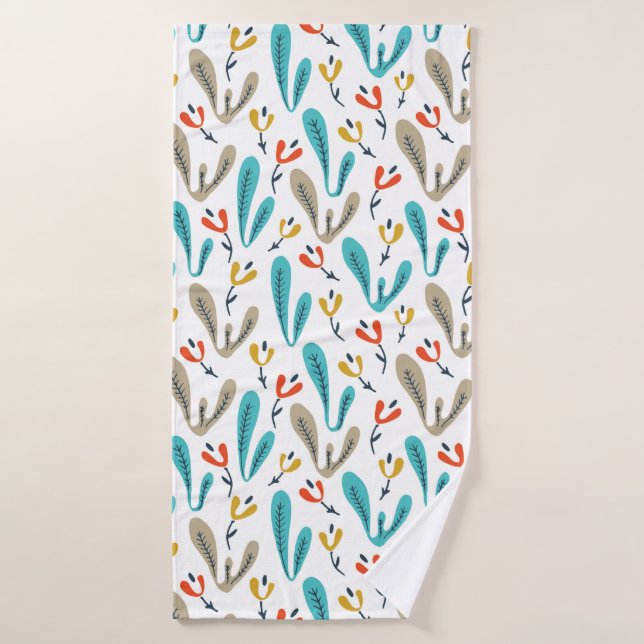 Motif de feuille retro coloré (Serviette de bain)