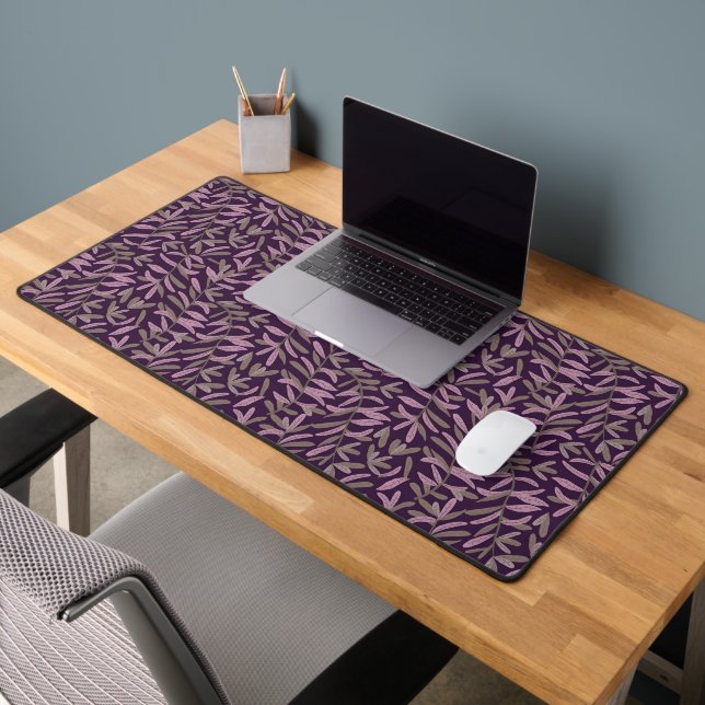 Motif de feuille rose et verte sur fond violet fon (Bureau 2)