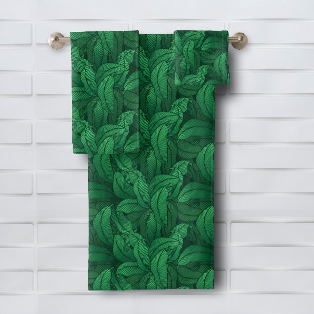 Motif de feuille tropicale (Tropical Leaf Pattern Bath Towel Set (white on reverse), buy pieces separately, too.)
