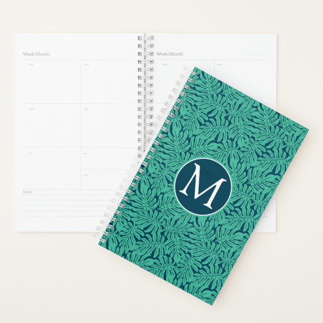 Motif de feuille tropicale Monstera | Monogramme (Devant avec enveloppe)