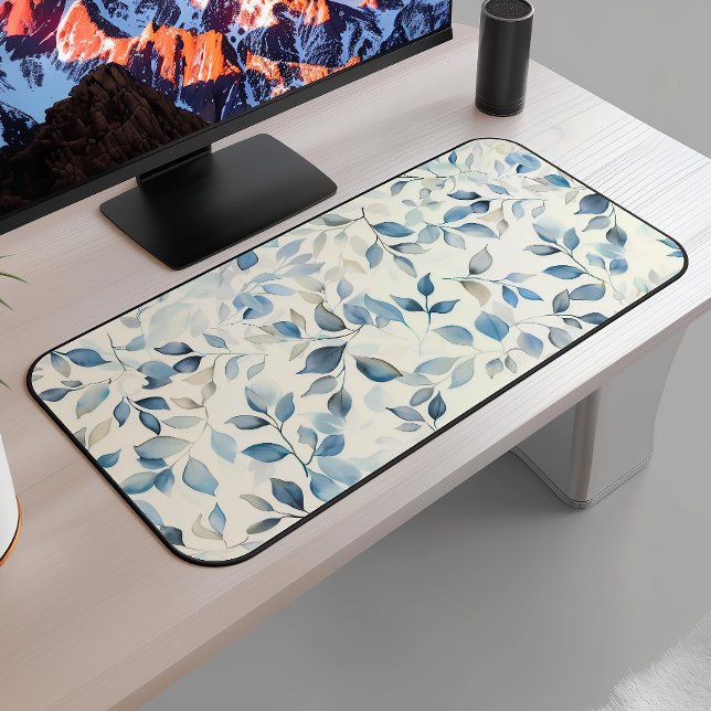 Motif de feuilles à l'aquarelle bleu beige crème (Créateur téléchargé)