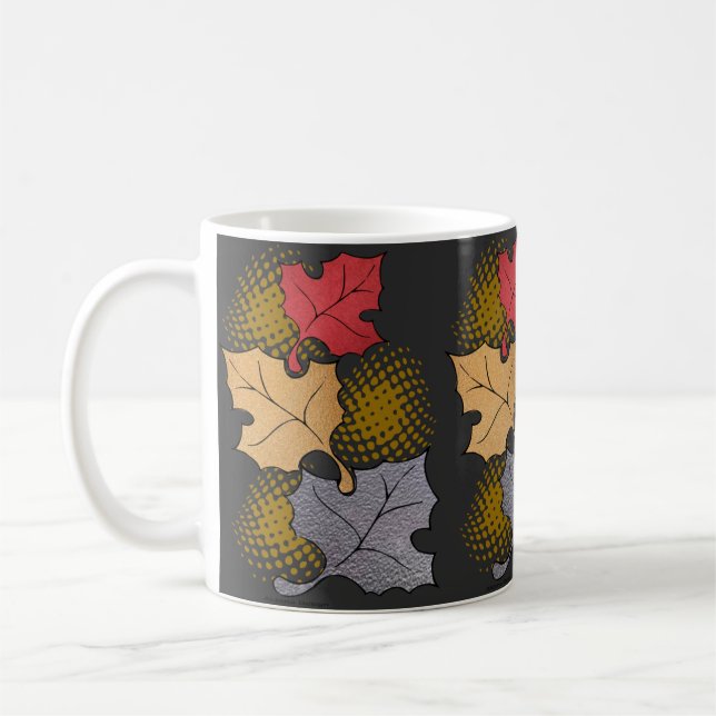 Motif de feuilles d'automne sur une tasse (Gauche)