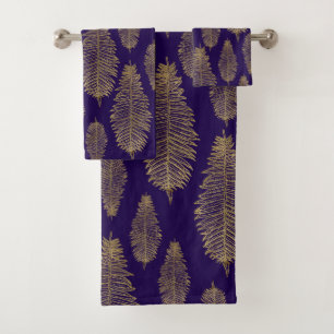Motif De Feuilles De Foule D'Or Et De Violet Élé