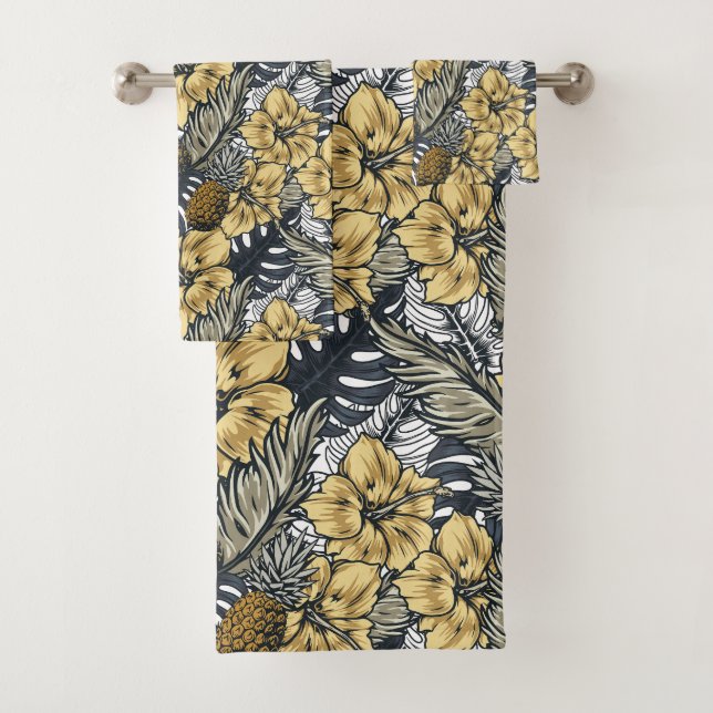 Motif de feuilles et de fleurs tropicales (En situation)