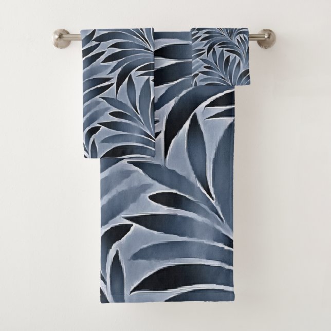 Motif de feuilles ornées de couleur bleu noir (En situation)