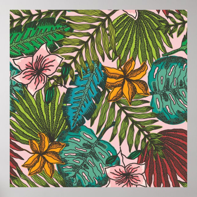 Motif de feuilles tropicales - Décoration florale  (Devant)