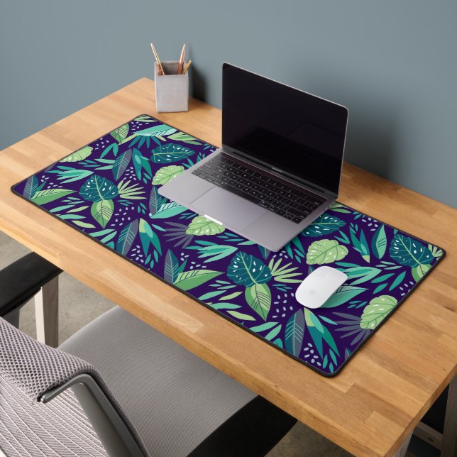 Motif de feuilles vertes et violettes (Bureau 2)