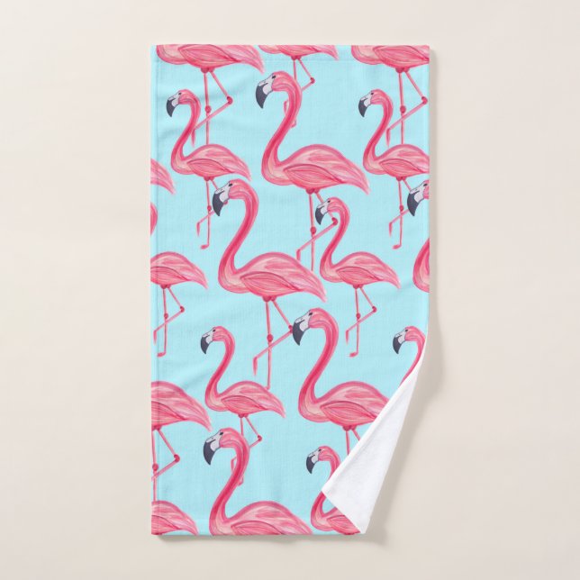 Motif de Flamant rose peint par été rose mignon (Serviette à main)